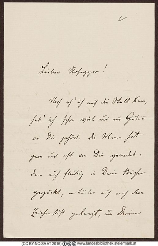Bucheinband von 'Brief an Peter Rosegger, Band PR_ - B48.34-B2 - Bettelheim, Anton'