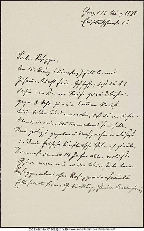Bucheinband von 'Briefe an Peter Rosegger, Band PR_ - B273.5_B11'