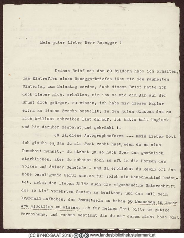 Bucheinband von 'Brief an Peter Rosegger, Band PR_ - B70.5-B3'