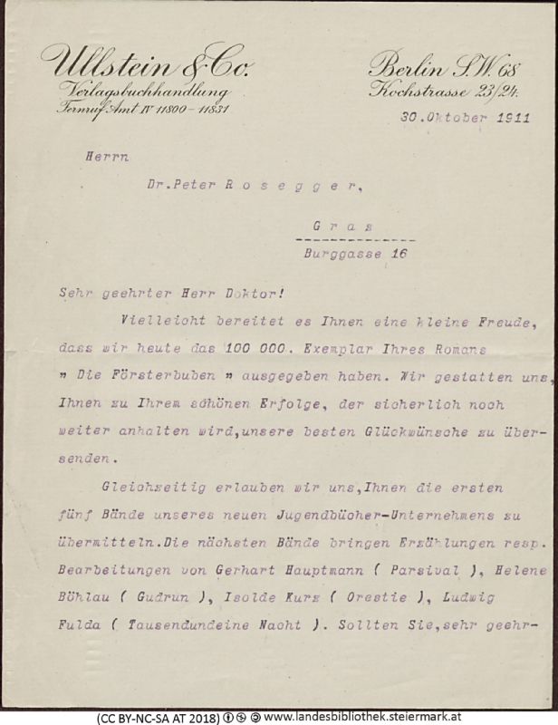 Bucheinband von 'Briefe an Peter Rosegger, Band PR_ - B321.2-B13'